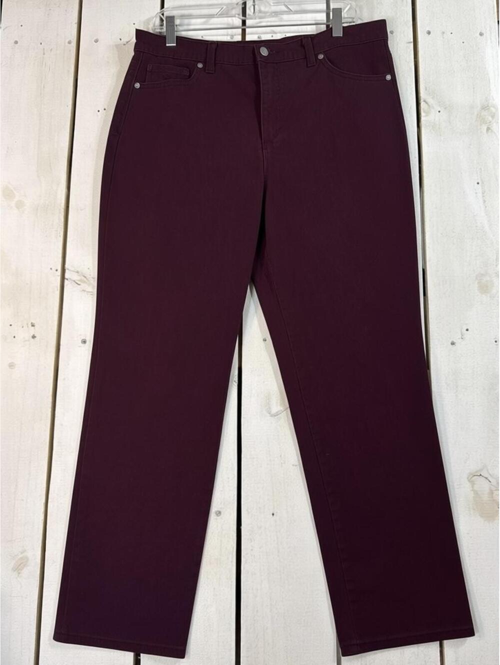 Gloria Vanderbilt Burgundy Straight Leg Pants Women’s 14 Short